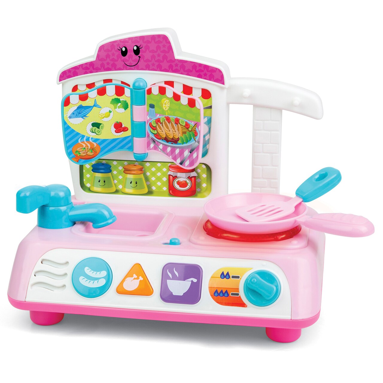 Winfun: Mycook Master Kitchen - Pink - Lights & Sounds, Culinary & Food Pretend Play Set, Chef Pan & Spatula, Sensory Toy, Toddlers & Kids Ages 18mo+